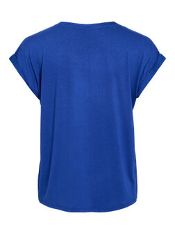 Vila viellette s/s satin top - noos Mazarine Blue