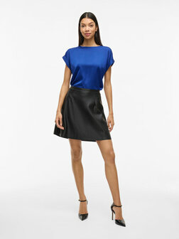 Vila viellette s/s satin top - noos Mazarine Blue