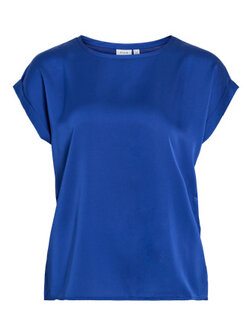 Vila viellette s/s satin top - noos Mazarine Blue
