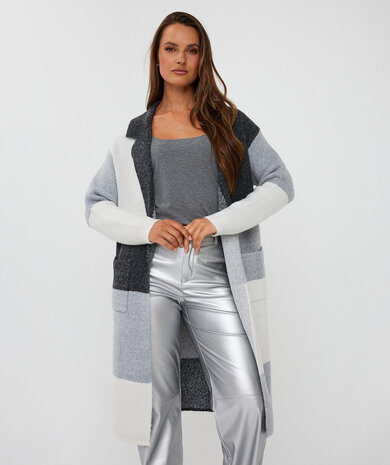 Esqualo Cardigan long blocks Grey