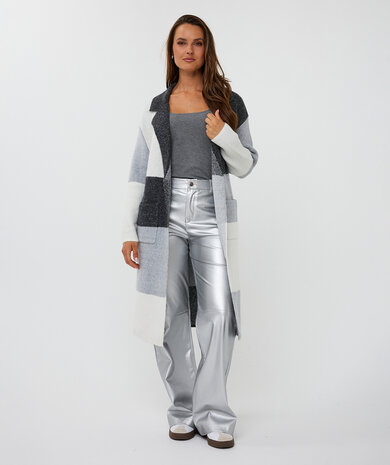 Esqualo Cardigan long blocks Grey