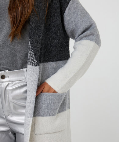 Esqualo Cardigan long blocks Grey