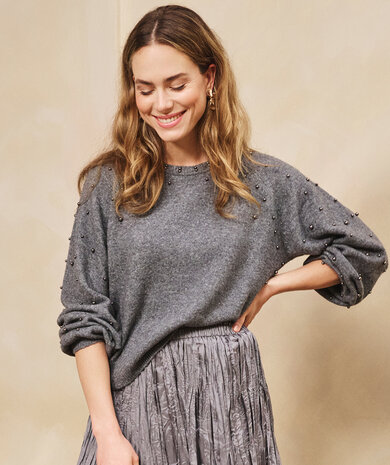 Esqualo Sweater raglan pearls Dark Grey Melange