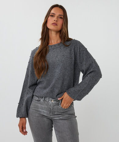 Esqualo Sweater raglan pearls Dark Grey Melange