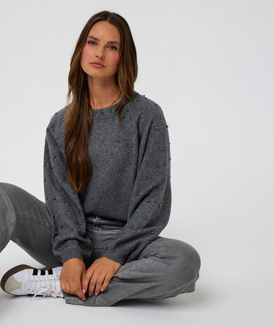 Esqualo Sweater raglan pearls Dark Grey Melange