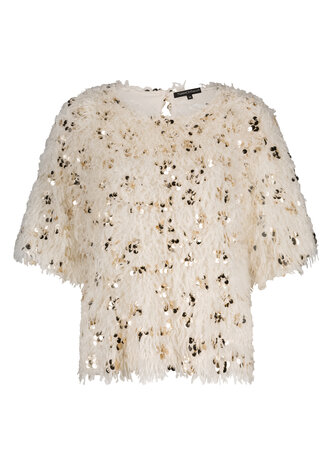 Tramontana Feathered Sequin Top Stone