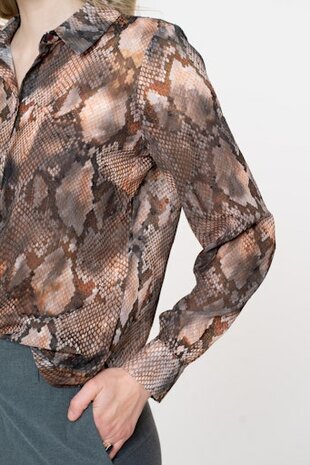 Geisha Blouse print grey/brown