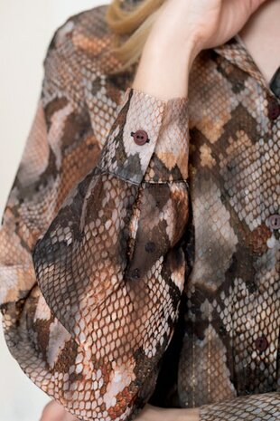 Geisha Blouse print grey/brown