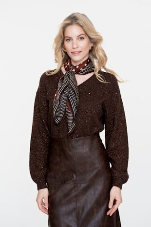 Geisha Pullover lurex and sequinces brown/copper
