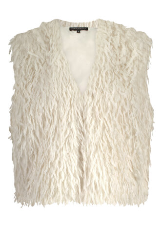 Tramontana Faux Fur Feather Vest OffWhite