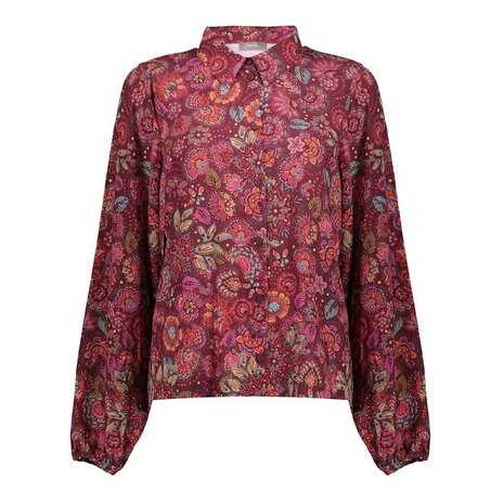 Geisha Blouse print  fuchsia/red