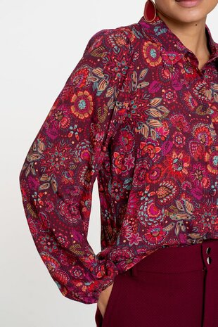 Geisha Blouse print  fuchsia/red