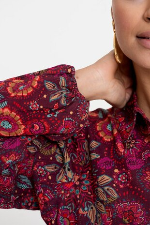 Geisha Blouse print  fuchsia/red