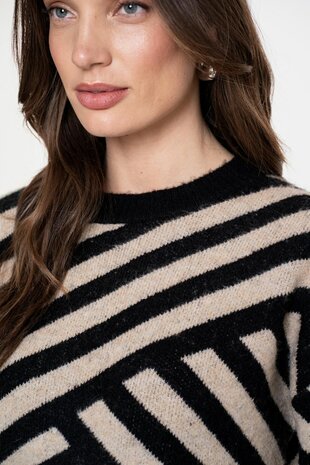 Geisha Pullover stripes sand/black