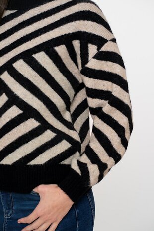 Geisha Pullover stripes sand/black