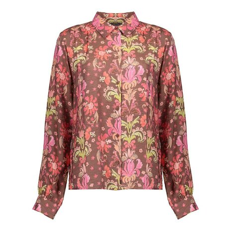 Geisha blouse brown/soft red