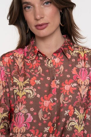Geisha blouse brown/soft red