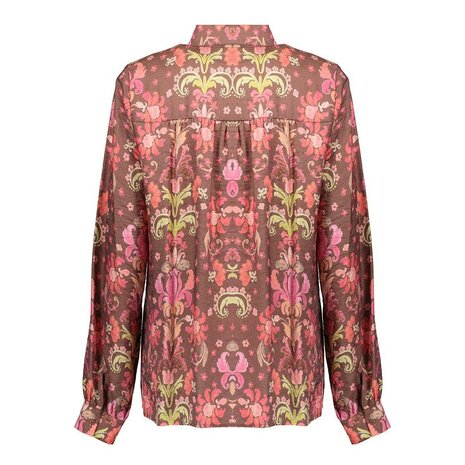 Geisha blouse brown/soft red
