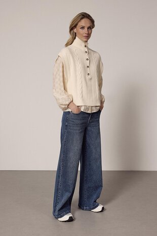 Tramontana Denim Wide-Leg Trousers Rhinestones BlueDenim