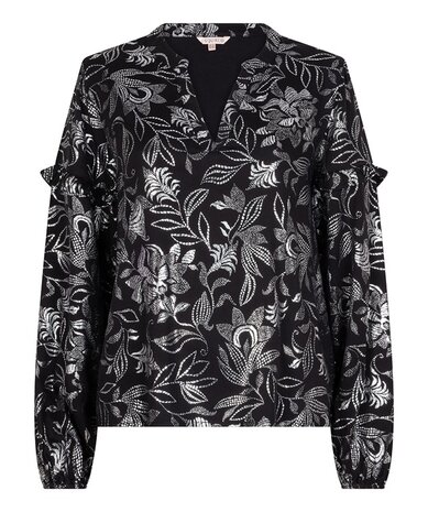 Esqualo Blouse v-neck festive flowers