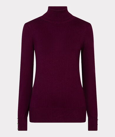 Esqualo Swater col buttoned cuff basic knit maroon