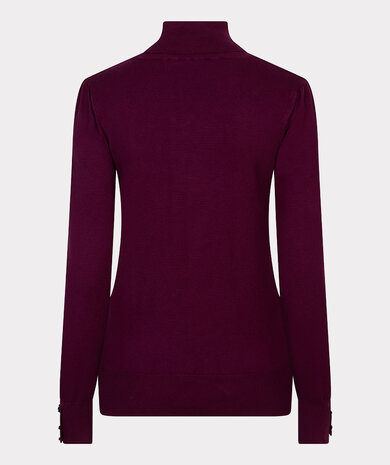 Esqualo Swater col buttoned cuff basic knit maroon