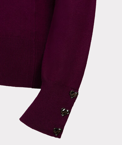 Esqualo Swater col buttoned cuff basic knit maroon