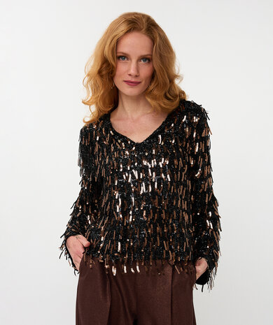 Esqualo Top fringes sequins