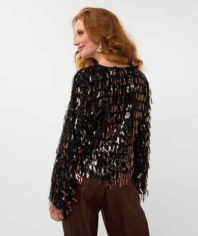 Esqualo Top fringes sequins