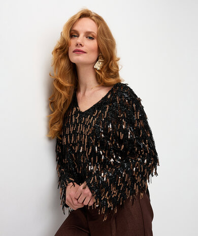Esqualo Top fringes sequins