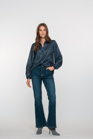 Geisha Jeans flair dark blue black denim