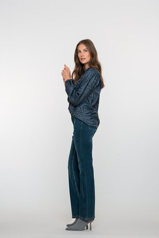 Geisha Jeans flair dark blue black denim