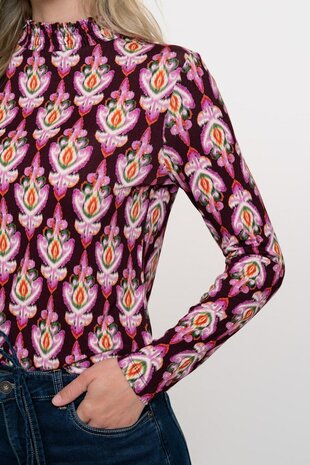 Geisha Top AOP smock col pink/green