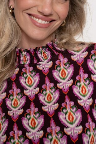 Geisha Top AOP smock col pink/green