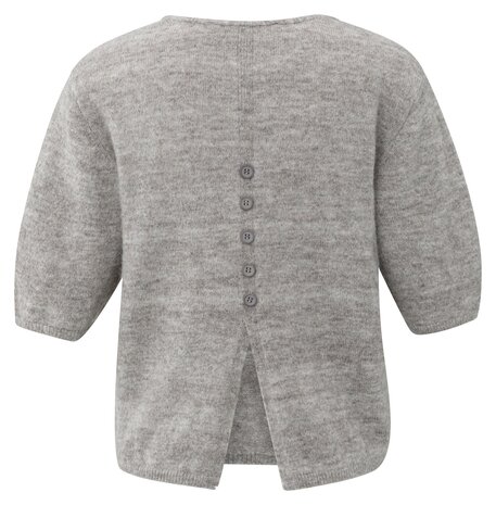 Yaya Melange knit with V-neck and button details taupe grey melange 01-000522-510