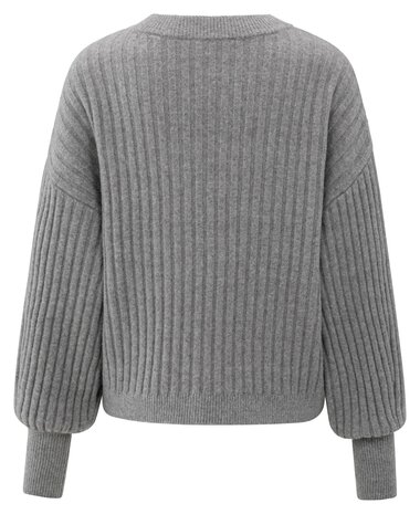 Yaya Ribbed sweater taupe grey 01-000538-510