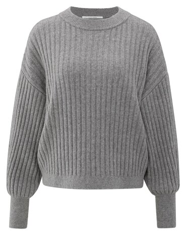 Yaya Ribbed sweater taupe grey 01-000538-510