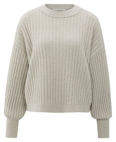 Yaya Ribbed sweater cloud grey 01-000538-510