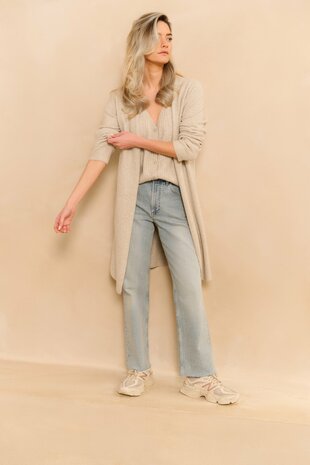 Yaya Long cardigan cloud grey melange 01-010138-510