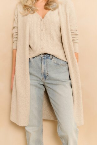 Yaya Long cardigan cloud grey melange 01-010138-510