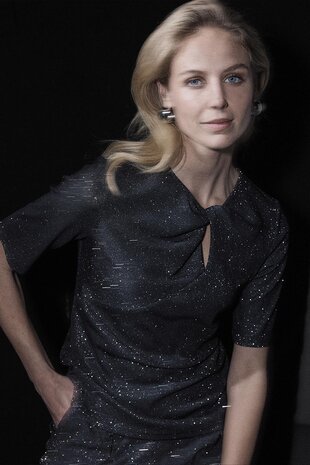 Tramontana Top Twisted Detail Sparkles Black