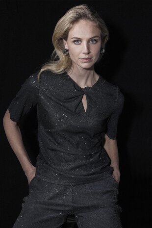 Tramontana Top Twisted Detail Sparkles Black