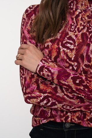 Geisha Top AOP with col fuchsia/port