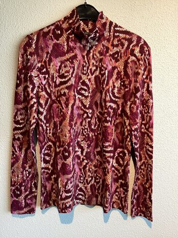 Geisha Top AOP with col fuchsia/port