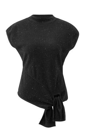 Yaya Sleeveless sweater with knot detail and subtle sequins black 01-000534-511