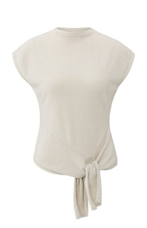 Yaya Sleeveless sweater with knot detail and subtle sequins cloud grey 01-000534-511