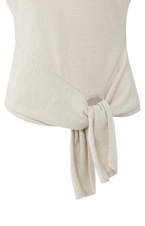 Yaya Sleeveless sweater with knot detail and subtle sequins cloud grey 01-000534-511