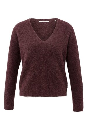 Yaya Soft V-neck sweater with long sleeves fudge purple 01-000536-511