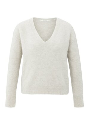 Yaya Soft V-neck sweater with long sleeves cloud grey 01-000536-511