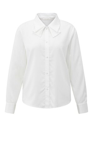 Yaya Blouse with bow detail in the collar pure white 01-201187-511